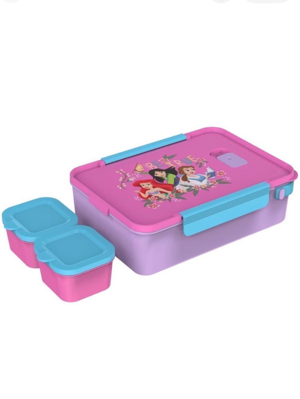 NIB ZAK ! Designs Disney Princess 2 Reusable  plastic Bento Box